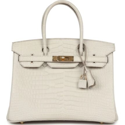 HERMÈS BIRKIN 30 BETON MATTE POROSUS CROCODILE GOLD HARDWARE