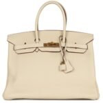 PRE-OWNED HERMÈS BIRKIN 35 PARCHEMIN CLEMENCE GOLD HARDWARE