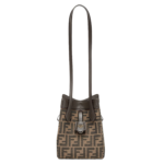 FENDI ORIGAMI MINI BROWN FF JACQUARD FABRIC MINI BAG THAT CAN BE TRANSFORMED
