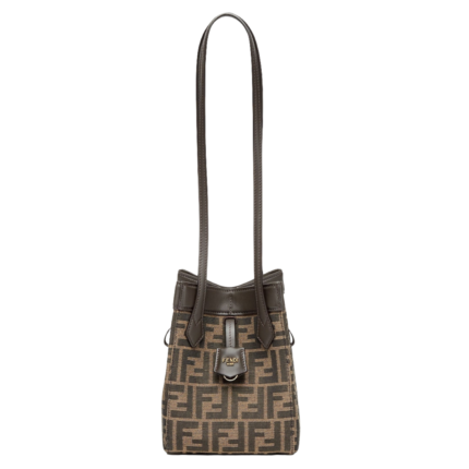 FENDI ORIGAMI MINI BROWN FF JACQUARD FABRIC MINI BAG THAT CAN BE TRANSFORMED