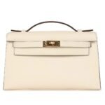 HERMÈS KELLY POCHETTE NATA SWIFT GOLD HARDWARE