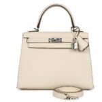 HERMÈS KELLY SELLIER 25 NATA VERSO EPSOM PALLADIUM HARDWARE