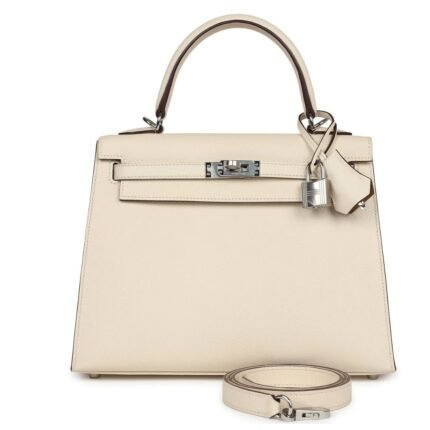 HERMÈS KELLY SELLIER 25 NATA VERSO EPSOM PALLADIUM HARDWARE