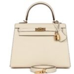 PRE-OWNED HERMÈS KELLY SELLIER 25 NATA EPSOM GOLD HARDWARE