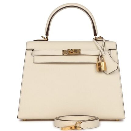 PRE-OWNED HERMÈS KELLY SELLIER 25 NATA EPSOM GOLD HARDWARE