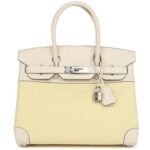 HERMÈS BIRKIN 30 NATA SWIFT AND JAUNE POUSSIN TOILE PALLADIUM HARDWARE