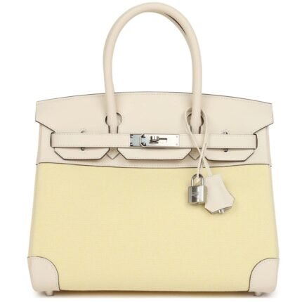 HERMÈS BIRKIN 30 NATA SWIFT AND JAUNE POUSSIN TOILE PALLADIUM HARDWARE