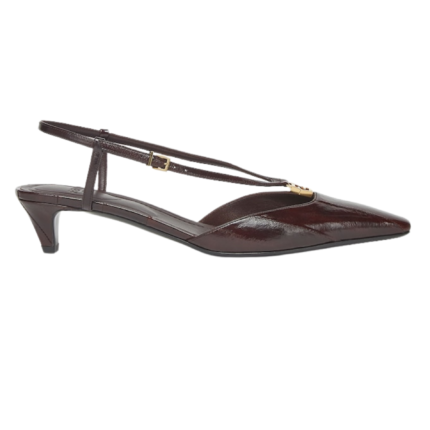 FENDI FFOLD LEATHER LOW-HEELED SLINGBACKS