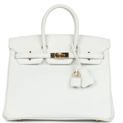 PRE-OWNED HERMÈS BIRKIN 25 WHITE EPSOM GOLD HARDWARE