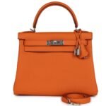 HERMÈS KELLY RETOURNE 28 ORANGE TOGO PALLADIUM HARDWARE