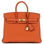 HERMÈS BIRKIN 25 ORANGE TOGO GOLD HARDWARE