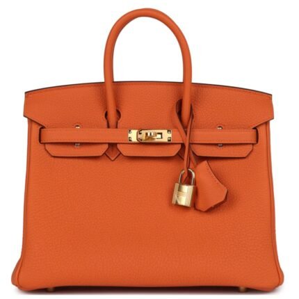 HERMÈS BIRKIN 25 ORANGE TOGO GOLD HARDWARE