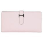 HERMÈS BEARN GUSSET LONG WALLET MAUVE PALE EPSOM PALLADIUM HARDWARE