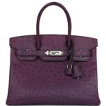 PRE-OWNED HERMÈS BIRKIN 30 VIOLET OSTRICH PALLADIUM HARDWARE