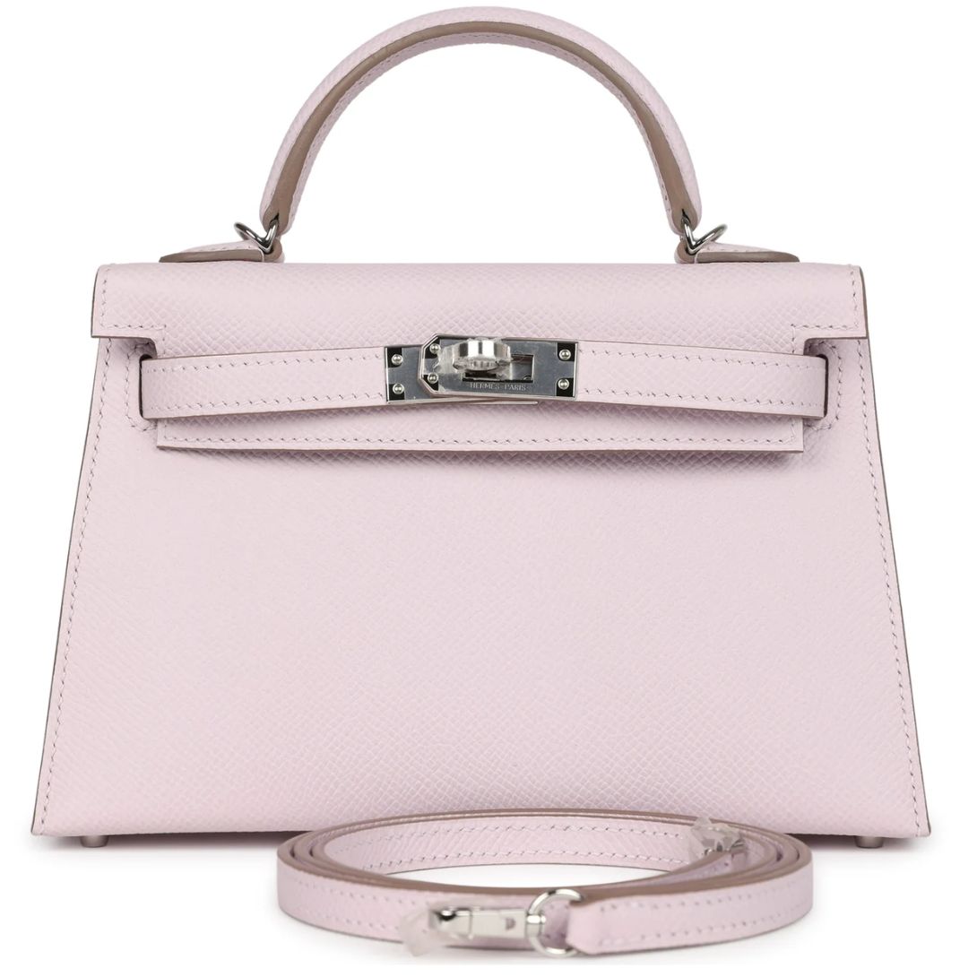1 HERMÈS KELLY SELLIER 20 MAUVE PALE EPSOM PALLADIUM HARDWARE