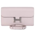 HERMÈS CONSTANCE WALLET TO GO MAUVE PALE EVERCOLOR PALLADIUM HARDWARE