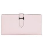 HERMÈS BEARN GUSSET LONG WALLET MAUVE PALE EPSOM PALLADIUM HARDWARE