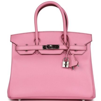 PRE-OWNED HERMÈS BIRKIN 30 BUBBLEGUM EPSOM PALLADIUM HARDWARE