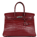 VINTAGE HERMÈS TRAVEL BIRKIN 35 ROUGE H NILOTICUS CROCODILE BRUSHED PALLADIUM HARDWARE