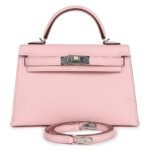HERMÈS KELLY SELLIER 20 ROSE SAKURA CHEVRE MYSORE PALLADIUM HARDWARE
