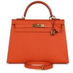 PRE-OWNED HERMÈS KELLY SELLIER 32 FEU EPSOM GOLD HARDWARE