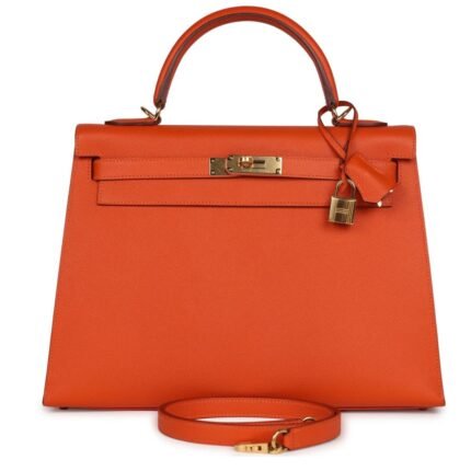 PRE-OWNED HERMÈS KELLY SELLIER 32 FEU EPSOM GOLD HARDWARE