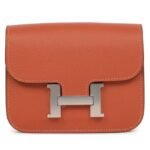HERMÈS CONSTANCE SLIM WALLET BRIQUE EVERCOLOR PALLADIUM HARDWARE