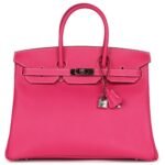 PRE-OWNED HERMÈS BIRKIN 35 ROSE TYRIEN EPSOM PALLADIUM HARDWARE