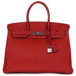 PRE-OWNED HERMÈS BIRKIN 35 ROUGE CASAQUE TOGO PALLADIUM HARDWARE