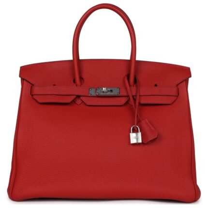 PRE-OWNED HERMÈS BIRKIN 35 ROUGE CASAQUE TOGO PALLADIUM HARDWARE