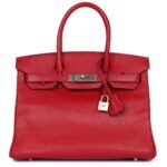PRE-OWNED HERMÈS SPECIAL ORDER (HSS) BIRKIN 30 ROUGE CASAQUE VERSO CHEVRE BRUSHED PALLADIUM HARDWARE