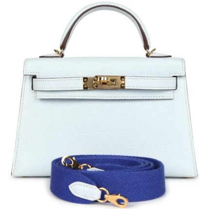 HERMÈS KELLY SELLIER 20 BLEU BRUME CHEVRE GOLD HARDWARE