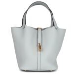 HERMÈS PICOTIN LOCK 22 BLEU PALE CLEMENCE GOLD HARDWARE