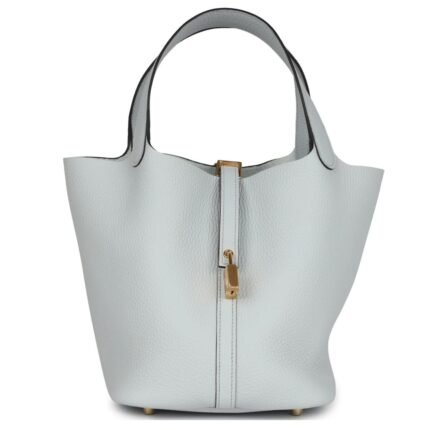 HERMÈS PICOTIN LOCK 22 BLEU PALE CLEMENCE GOLD HARDWARE