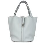 HERMÈS PICOTIN LOCK 22 BLEU PALE CLEMENCE PALLADIUM HARDWARE