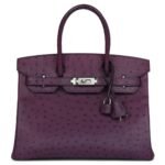 PRE-OWNED HERMÈS BIRKIN 30 VIOLET OSTRICH PALLADIUM HARDWARE