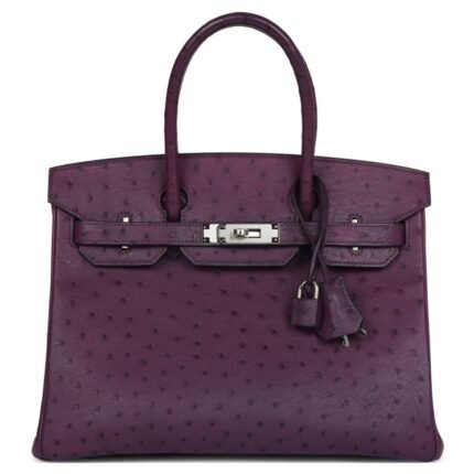 PRE-OWNED HERMÈS BIRKIN 30 VIOLET OSTRICH PALLADIUM HARDWARE