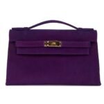 PRE-OWNED HERMÈS KELLY POCHETTE VIOLET DOBLIS GOLD HARDWARE