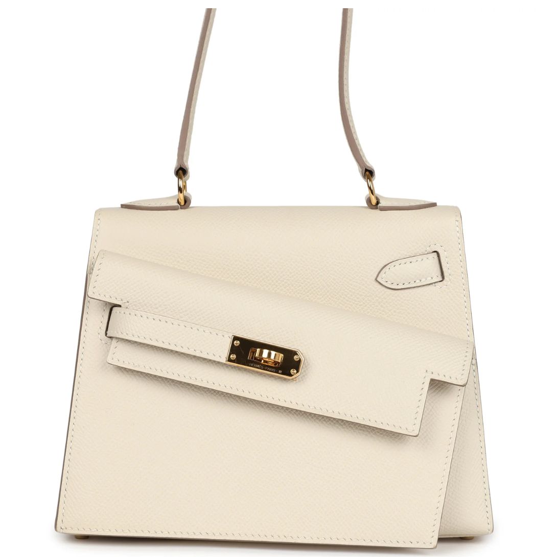 1 PRE-OWNED HERMÈS KELLY SELLIER EN DESORDRE 20 CRAIE EPSOM GOLD HARDWARE