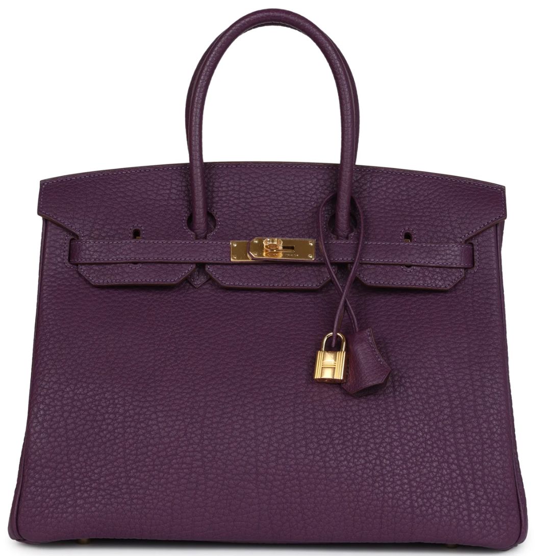 1 PRE-OWNED HERMÈS BIRKIN 35 CASSIS FJORD GOLD HARDWARE