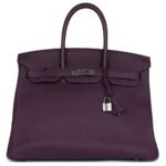 PRE-OWNED HERMÈS BIRKIN 35 CASSIS TOGO PALLADIUM HARDWARE