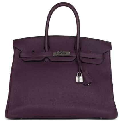 PRE-OWNED HERMÈS BIRKIN 35 CASSIS TOGO PALLADIUM HARDWARE