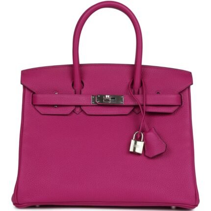 PRE-OWNED HERMÈS BIRKIN 30 ROSE POURPRE TOGO PALLADIUM HARDWARE