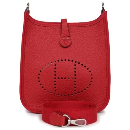 HERMÈS EVELYNE TPM VERMILLION CLEMENCE PALLADIUM HARDWARE