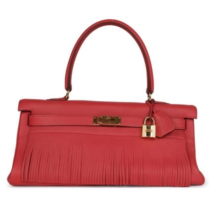 PRE-OWNED HERMÈS FRINGE SHOULDER KELLY 42 JPG BOUGAINVILLEA CLEMENCE GOLD HARDWARE