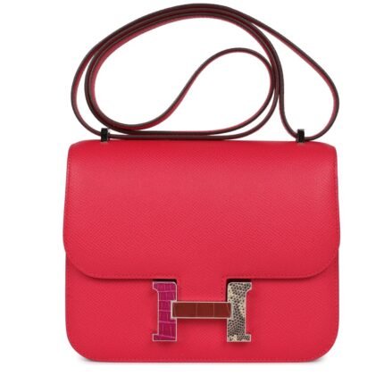 HERMÈS CONSTANCE 18 ROSE EXTREME EPSOM MARQUETTE PALLADIUM HARDWARE