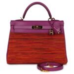 VINTAGE HERMÈS KELLY RETOURNE 32 VIBRATO CYCLAMEN BOX GOLD HARDWARE