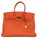 PRE-OWNED HERMÈS BIRKIN 35 ORANGE TOGO GOLD HARDWARE