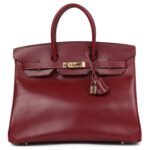 VINTAGE HERMÈS BIRKIN 35 ROUGE H BOX GOLD HARDWARE