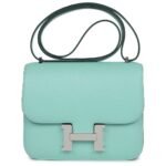 HERMÈS CONSTANCE 18 AQUA CHEVRE PALLADIUM HARDWARE